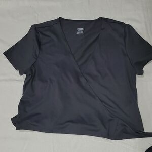 Women's Black Wrap Top